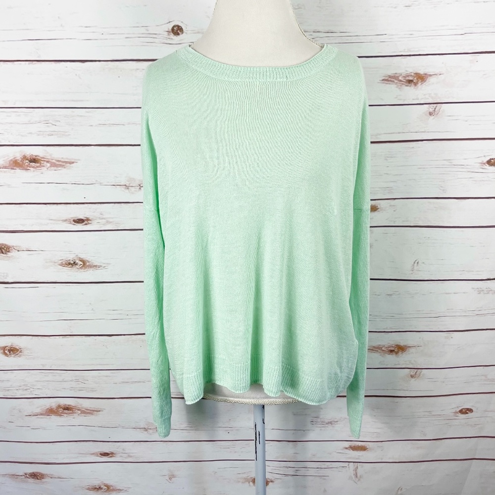 Madewell Studio Sweater Mint Green Linen Pullover